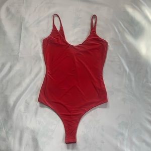 Missguided Red Scoop Neck Bodysuit
